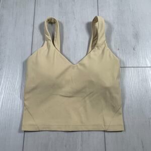 Lululemon Women's 2 Align Tank Crop Top Nude Beige Gym Yoga Athleisure V Neck